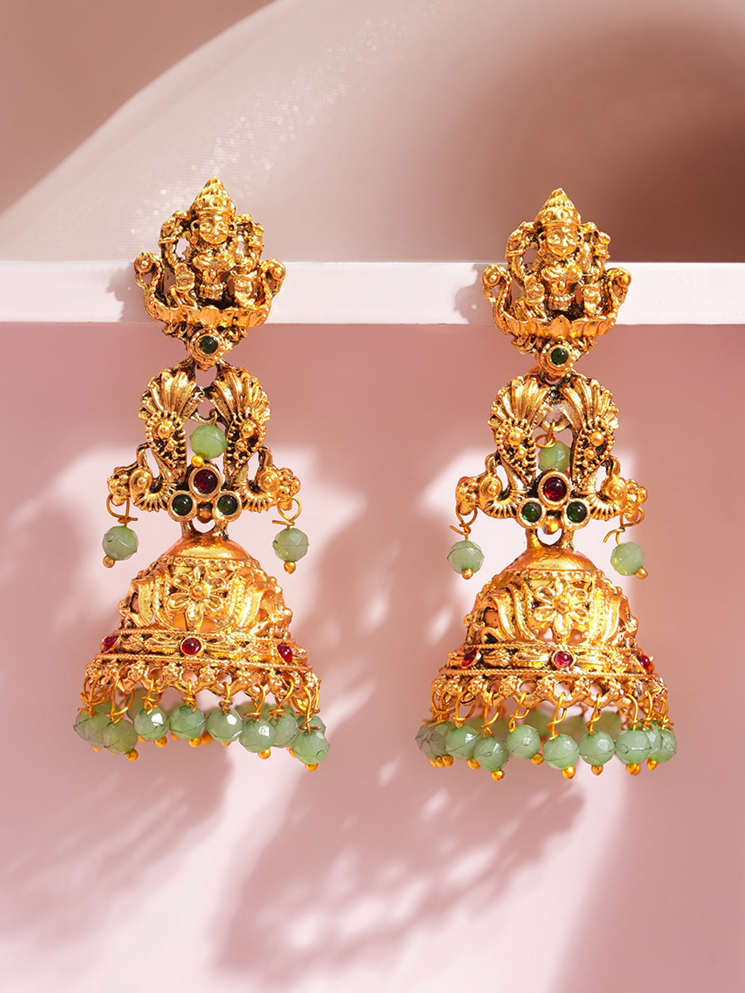 Divine Glow Temple Dome Jhumka Earrings フリーサイズ