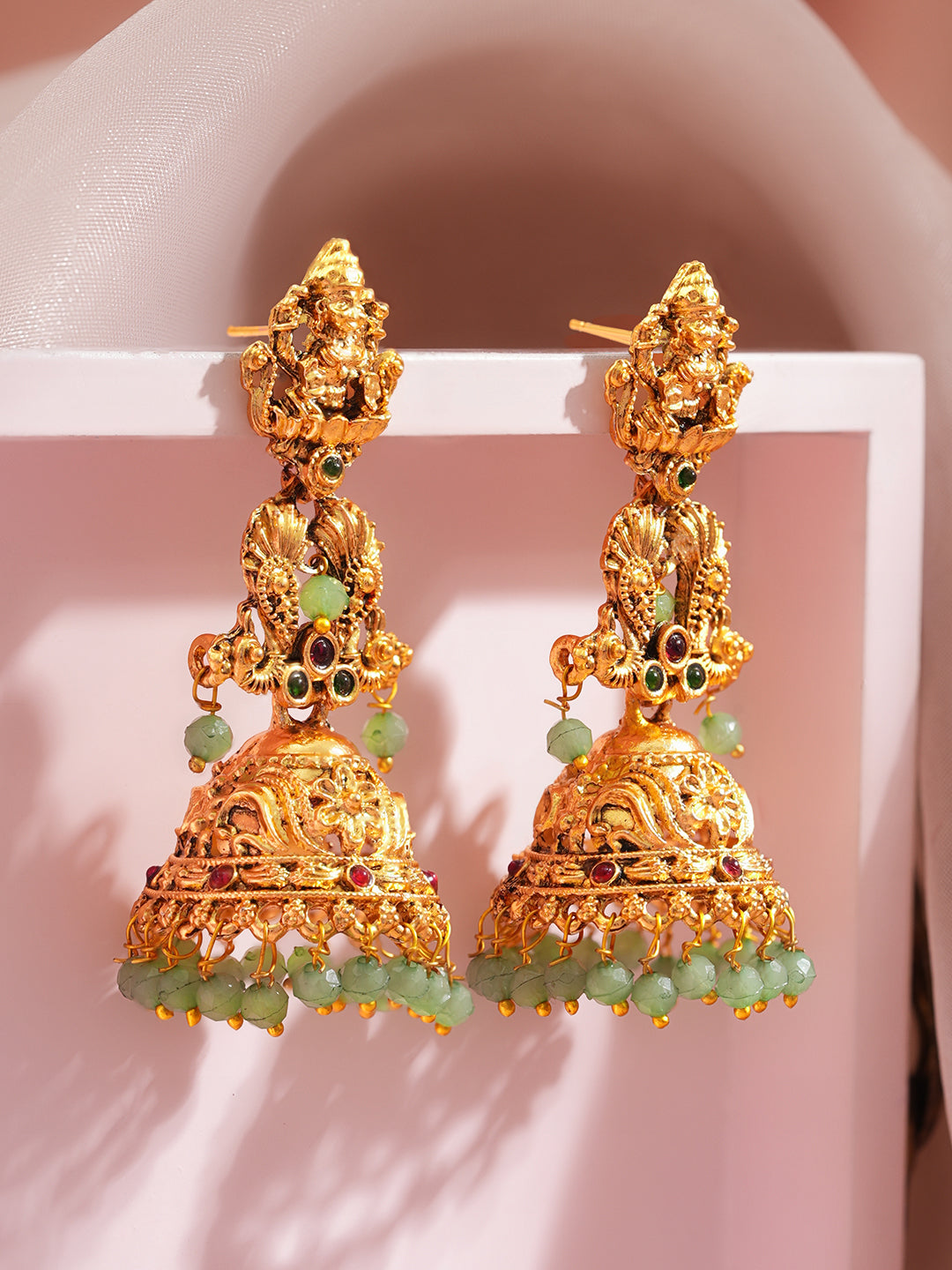 Divine Glow Temple Dome Jhumka Earrings フリーサイズ