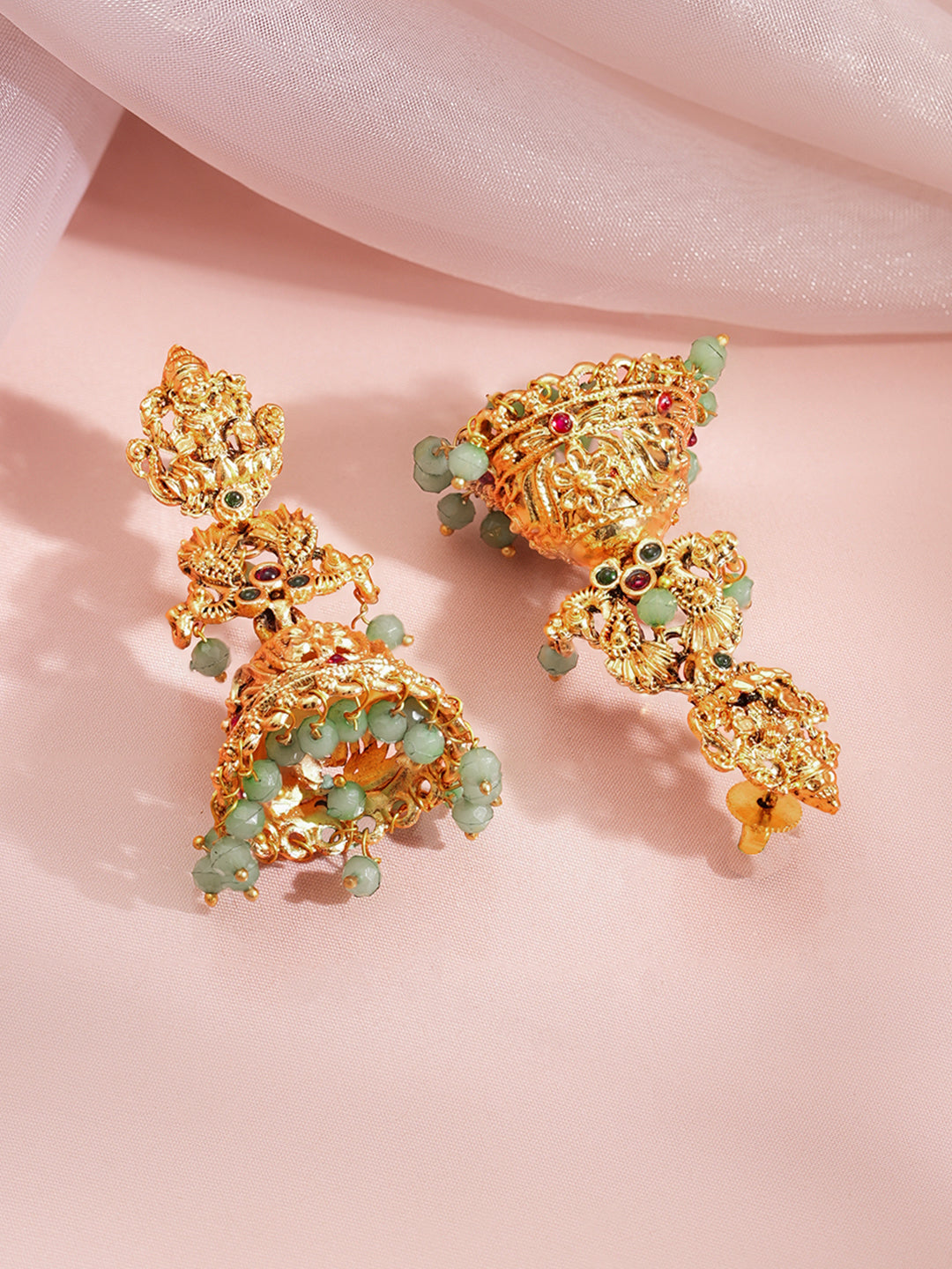 Divine Glow Temple Dome Jhumka Earrings フリーサイズ