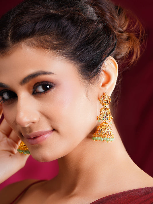 Divine Glow Temple Dome Jhumka Earrings フリーサイズ