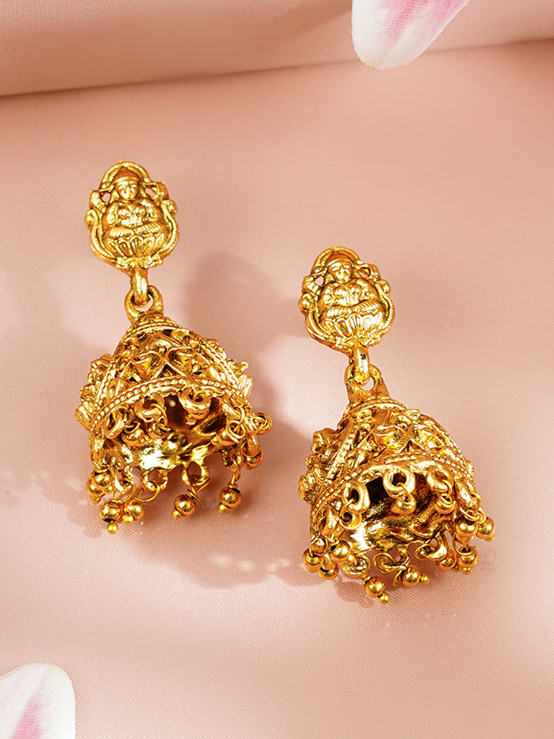 【Rubans】 Gold Plated Ghungroo Drop Temple Jhumkas｜ゴールドメッキ グングルー ドロップ テンプル ジュムカ