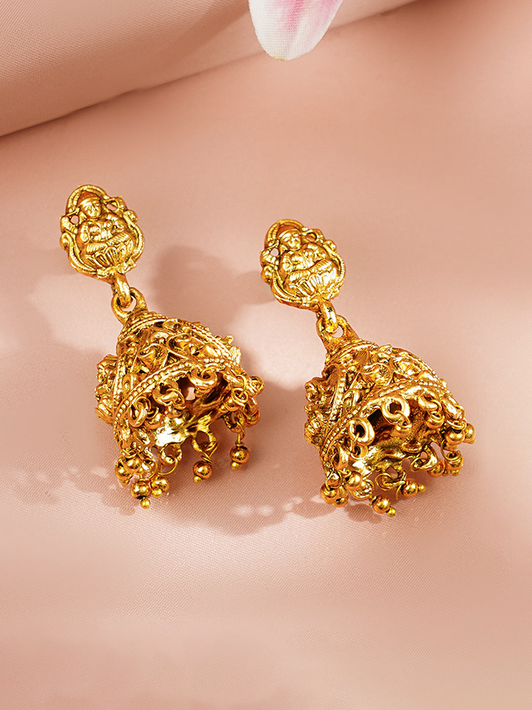 【Rubans】 Gold Plated Ghungroo Drop Temple Jhumkas｜ゴールドメッキ グングルー ドロップ テンプル ジュムカ