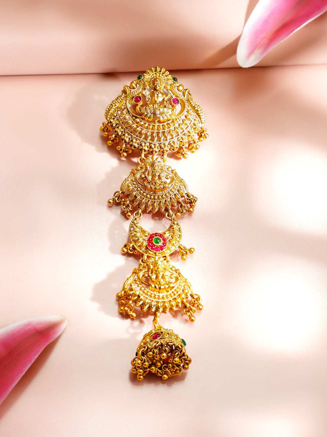 【Rubans】 Gold Plated Pearl Beaded Laxmi Motif Hair Accessory｜ゴールドメッキ パールビーズ ラクシュミーモチーフ ヘアアクセサリー