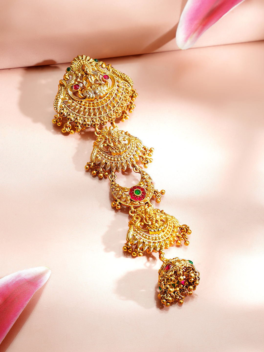 【Rubans】 Gold Plated Pearl Beaded Laxmi Motif Hair Accessory｜ゴールドメッキ パールビーズ ラクシュミーモチーフ ヘアアクセサリー