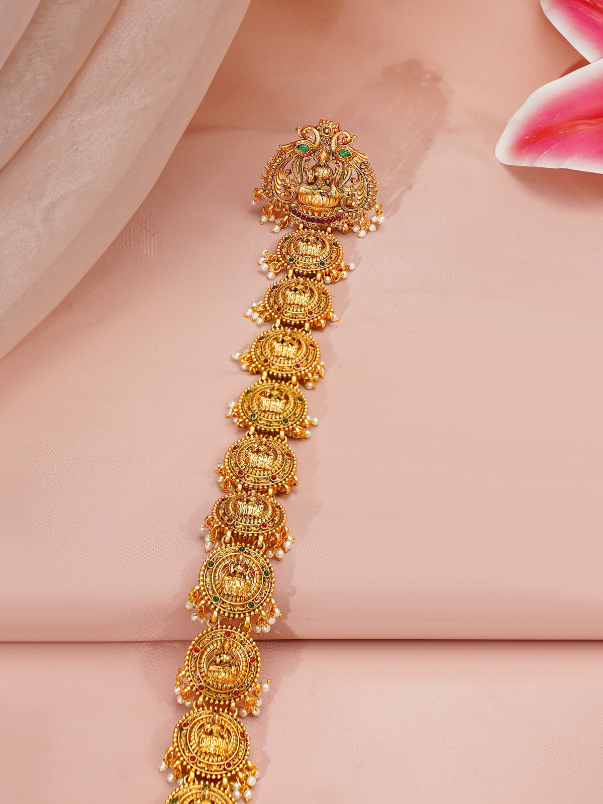 【Rubans】 Gold Plated Divine Lakshmi Heritage Temple Hair Chain｜ゴールドメッキ ラクシュミー ヘリテージ テンプル ヘアチェーン