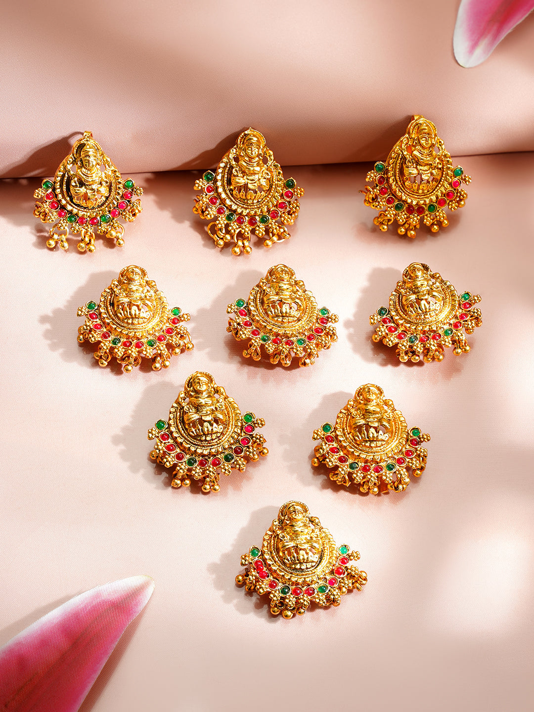 【Rubans】 Gold Plated Divine Lakshmi Antique Gold Braid Hair Pin Set｜ゴールドメッキ ラクシュミー アンティークゴールド 三つ編み用ヘアピン 9本セット