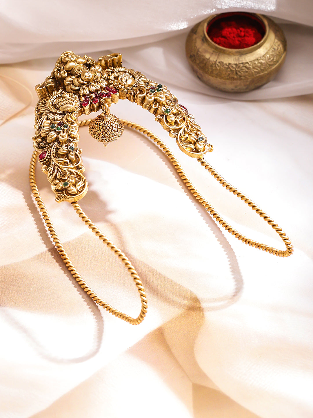 Rubans Women Brass Temple Gold-Plated Armlet Bracelet フリーサイズ