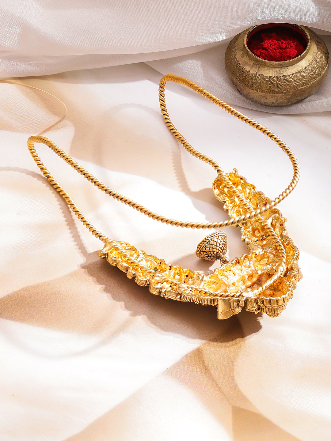 Rubans Women Brass Temple Gold-Plated Armlet Bracelet フリーサイズ