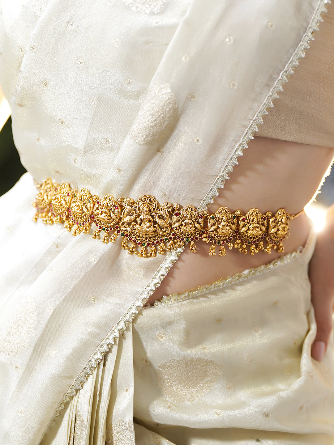 Laxmi Motif Golden Kamarbandh フリーサイズ