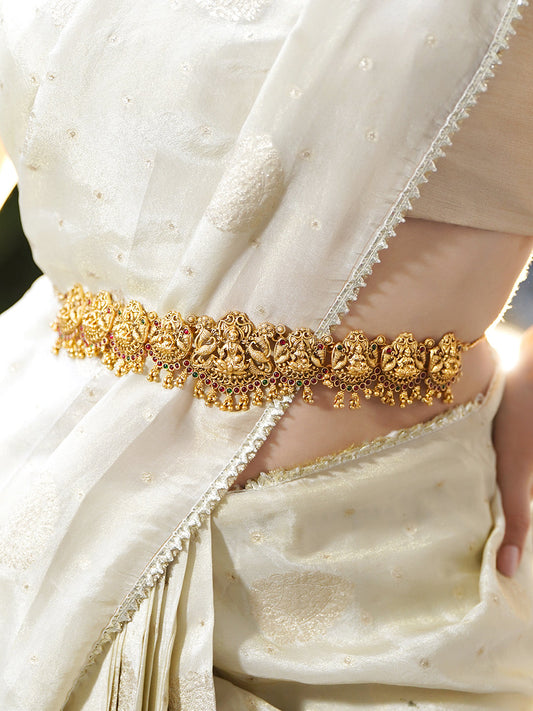 Laxmi Motif Golden Kamarbandh フリーサイズ