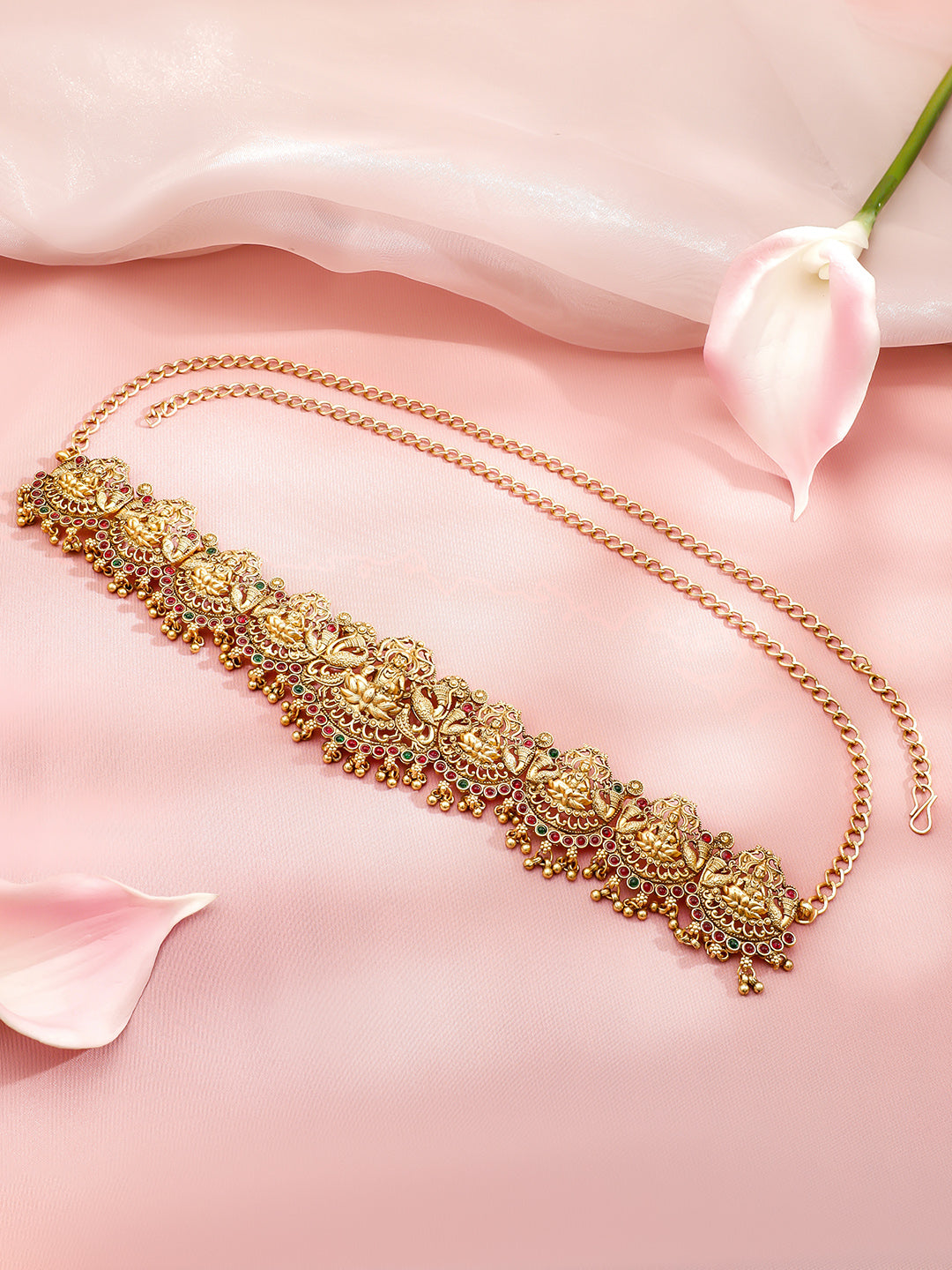 Laxmi Motif Golden Kamarbandh フリーサイズ