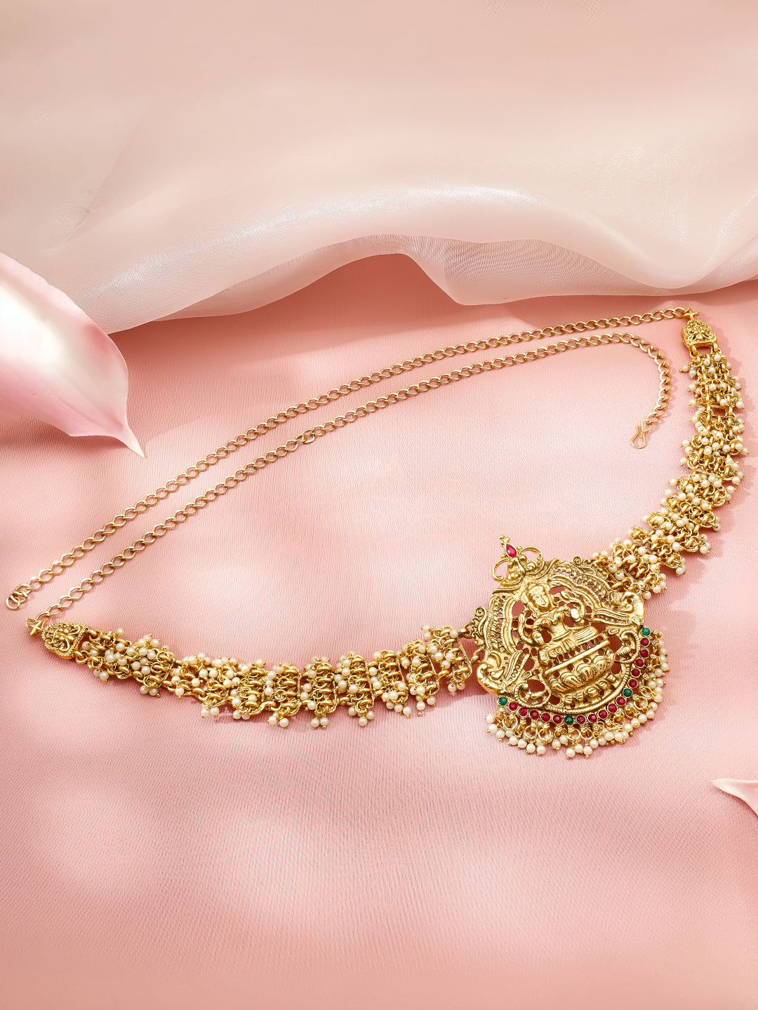 Rubans Women 22K Gold-Plated Artificial Stones Studded Waist Chain Saree Accessories フリーサイズ