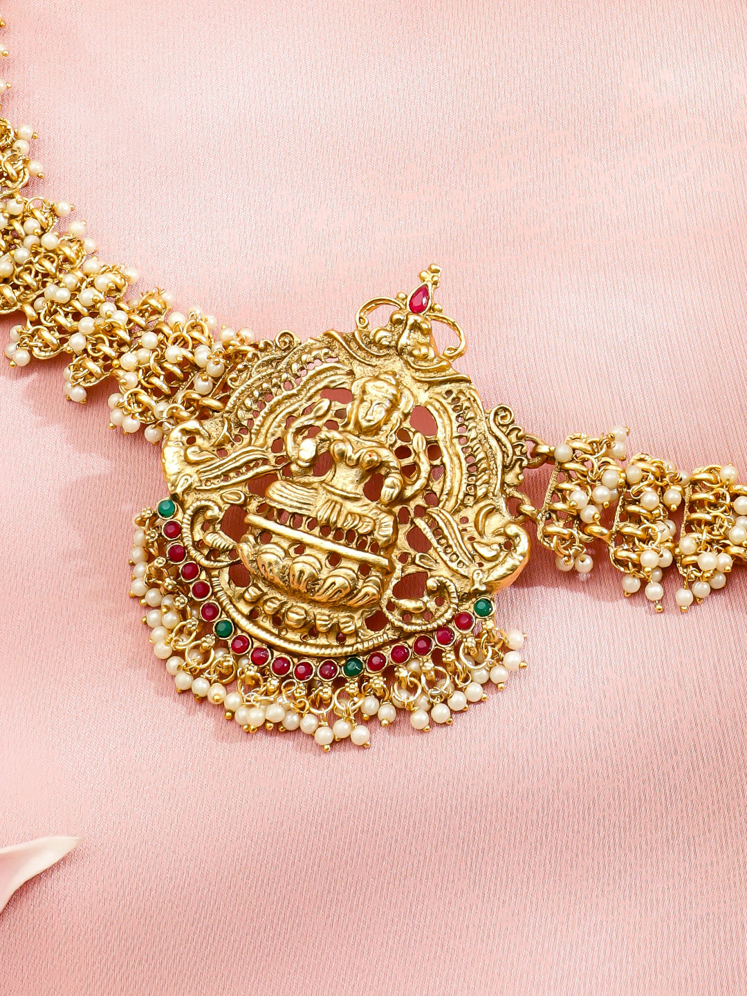 Rubans Women 22K Gold-Plated Artificial Stones Studded Waist Chain Saree Accessories フリーサイズ