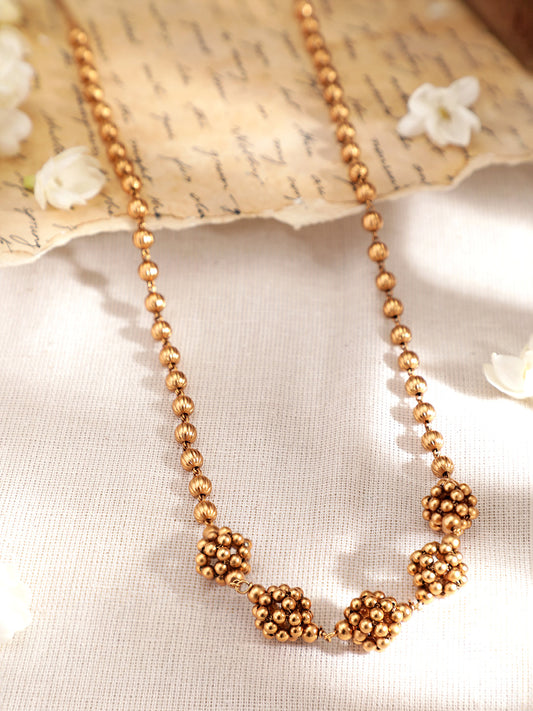 Rubans 24 K Gold-Plated Handcrafted Gold Beaded Matar Mala Style Necklace Gold
