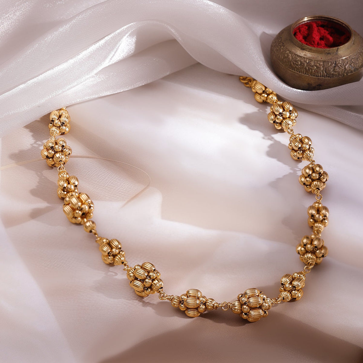 Rubans 24K Gold Plated Handcrafted Temple Necklace Gold
