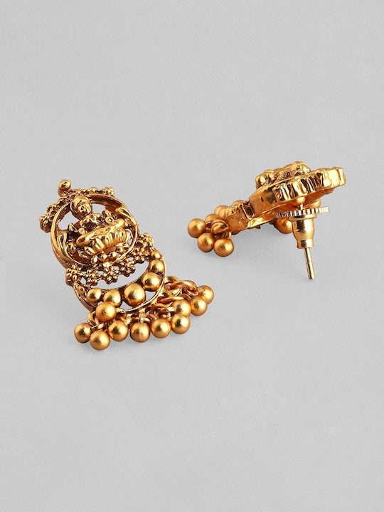 Rubans 24K Gold Plated Goddess Lakshmi Motif Handcrafted Traditional Temple Jewellery Set Gold