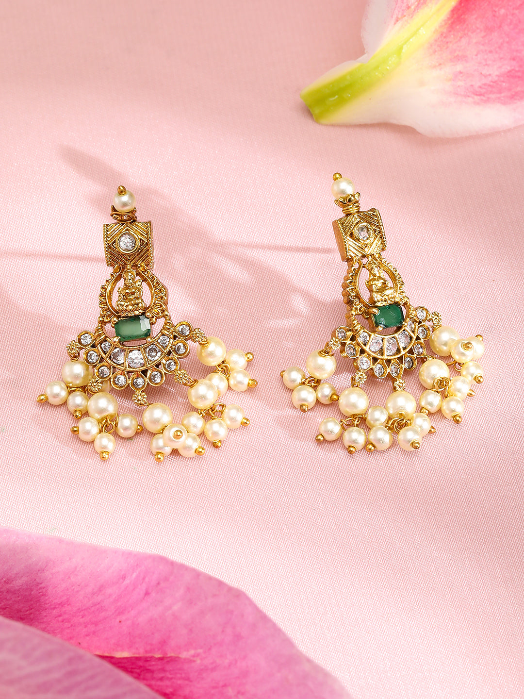 Pearl Beaded Temple Necklace Set Multicolor