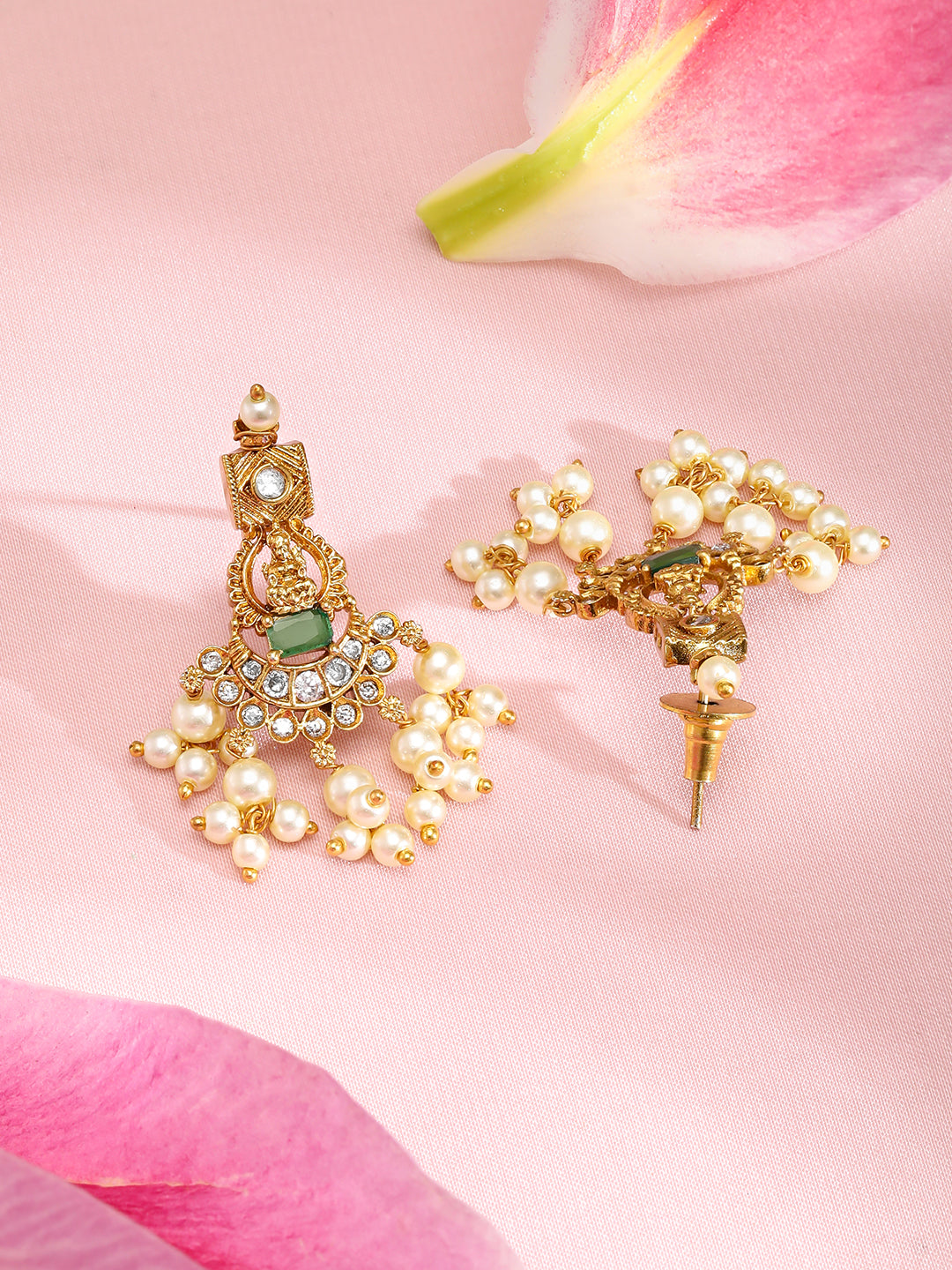 Pearl Beaded Temple Necklace Set Multicolor