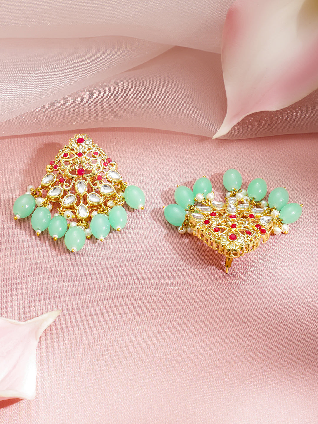Temple Queen Lakshmi Green Necklace Set フリーサイズ