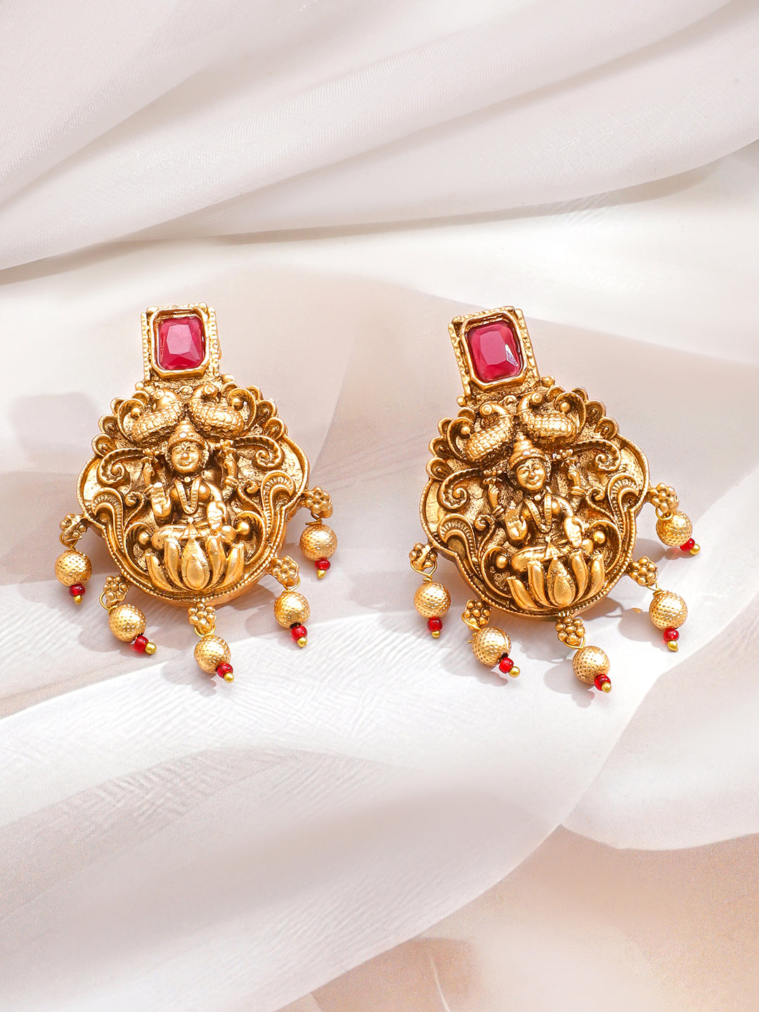 Lakshmi Motif Temple Necklace Set フリーサイズ