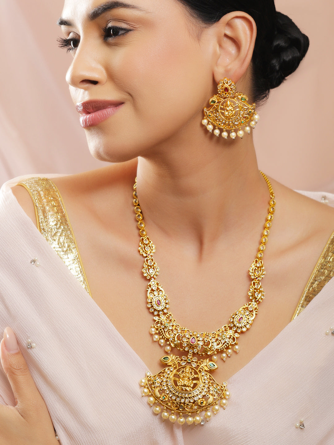 Lakshmi Glow Temple Necklace Set フリーサイズ