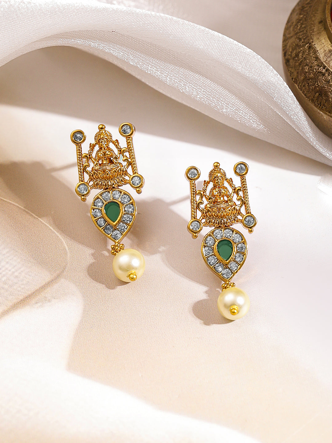Multicolor Studded Laxmi Motif Necklace Set フリーサイズ