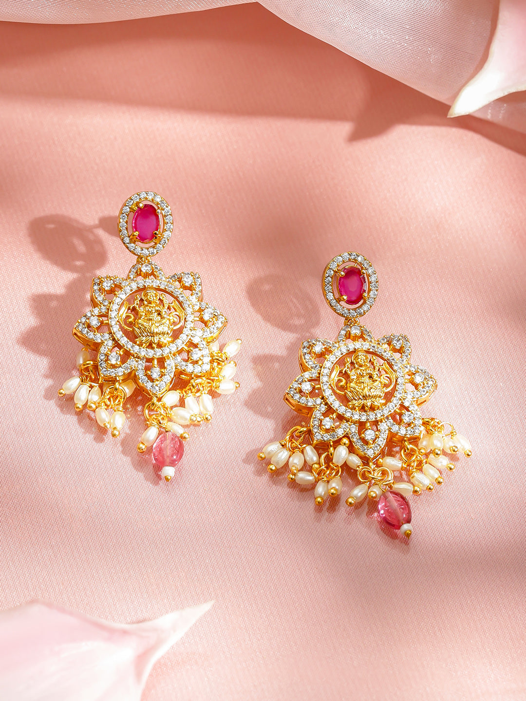 Temple Aura Lakshmi Pink Necklace Set フリーサイズ