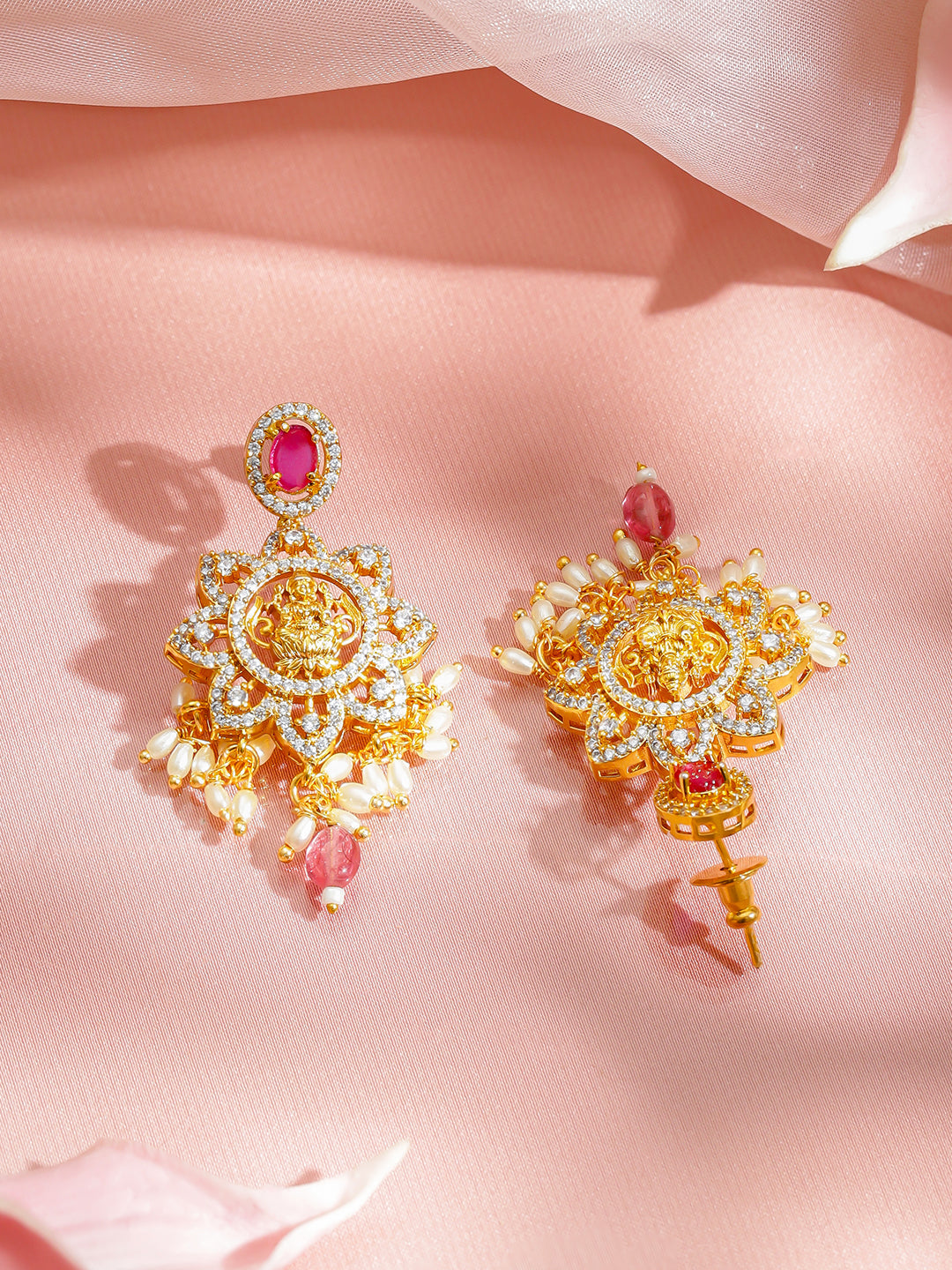 Temple Aura Lakshmi Pink Necklace Set フリーサイズ