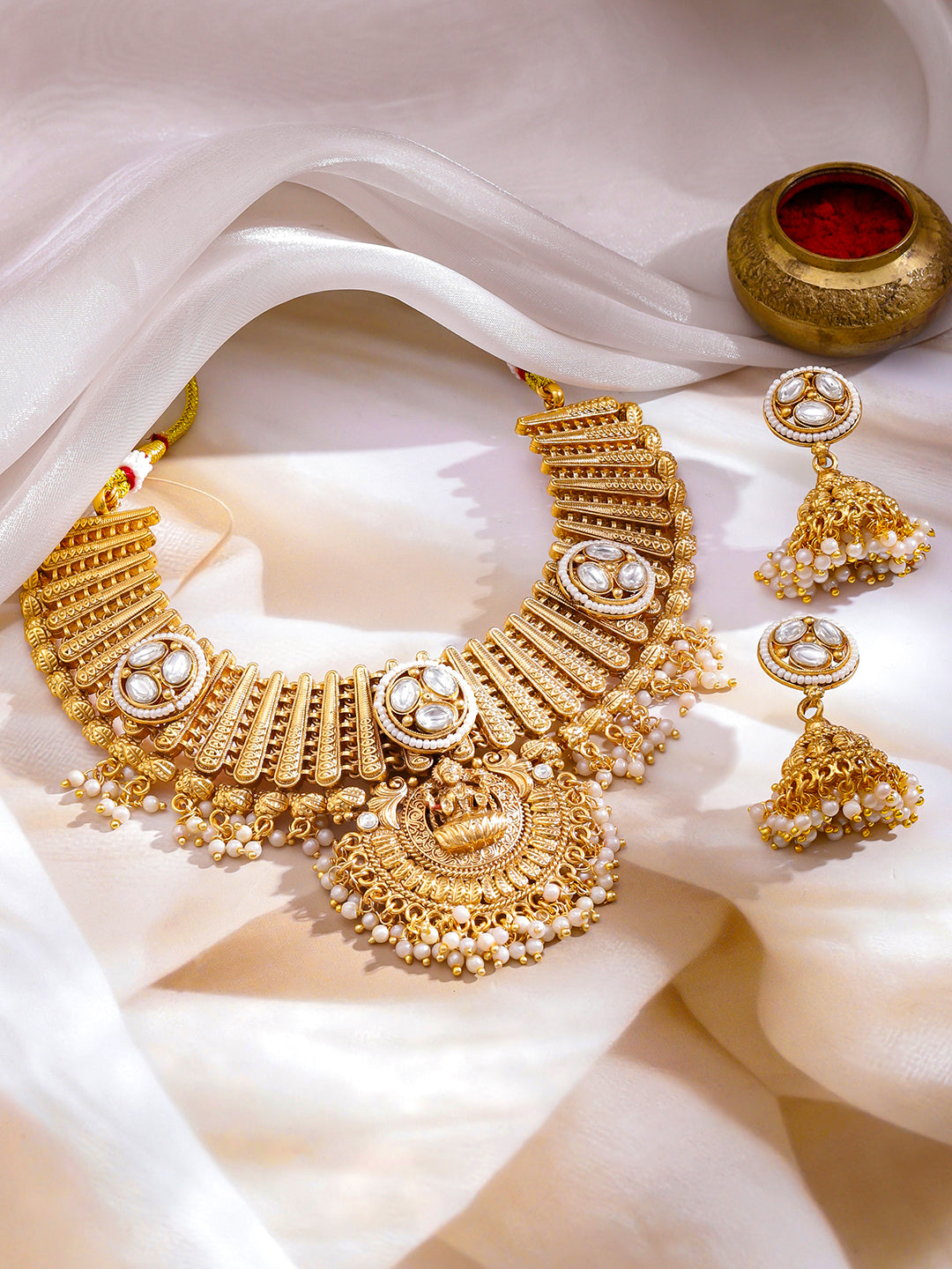 Devotional Glam Lakshmi Temple Necklace Set フリーサイズ