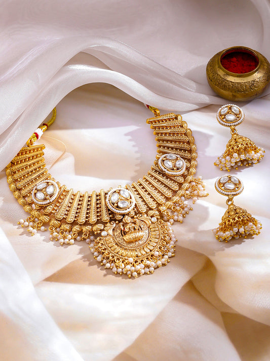 Devotional Glam Lakshmi Temple Necklace Set フリーサイズ