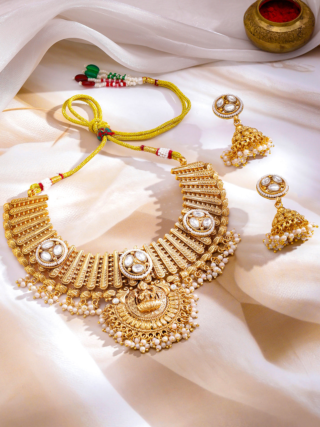 Devotional Glam Lakshmi Temple Necklace Set フリーサイズ