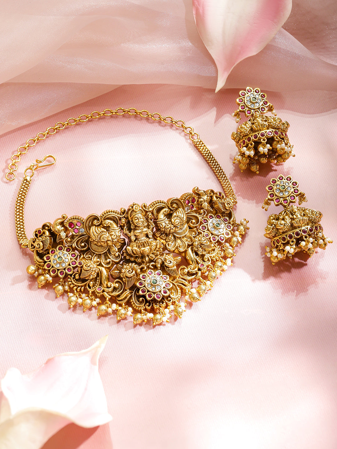 Sacred Glow Lakshmi Temple Necklace Set フリーサイズ