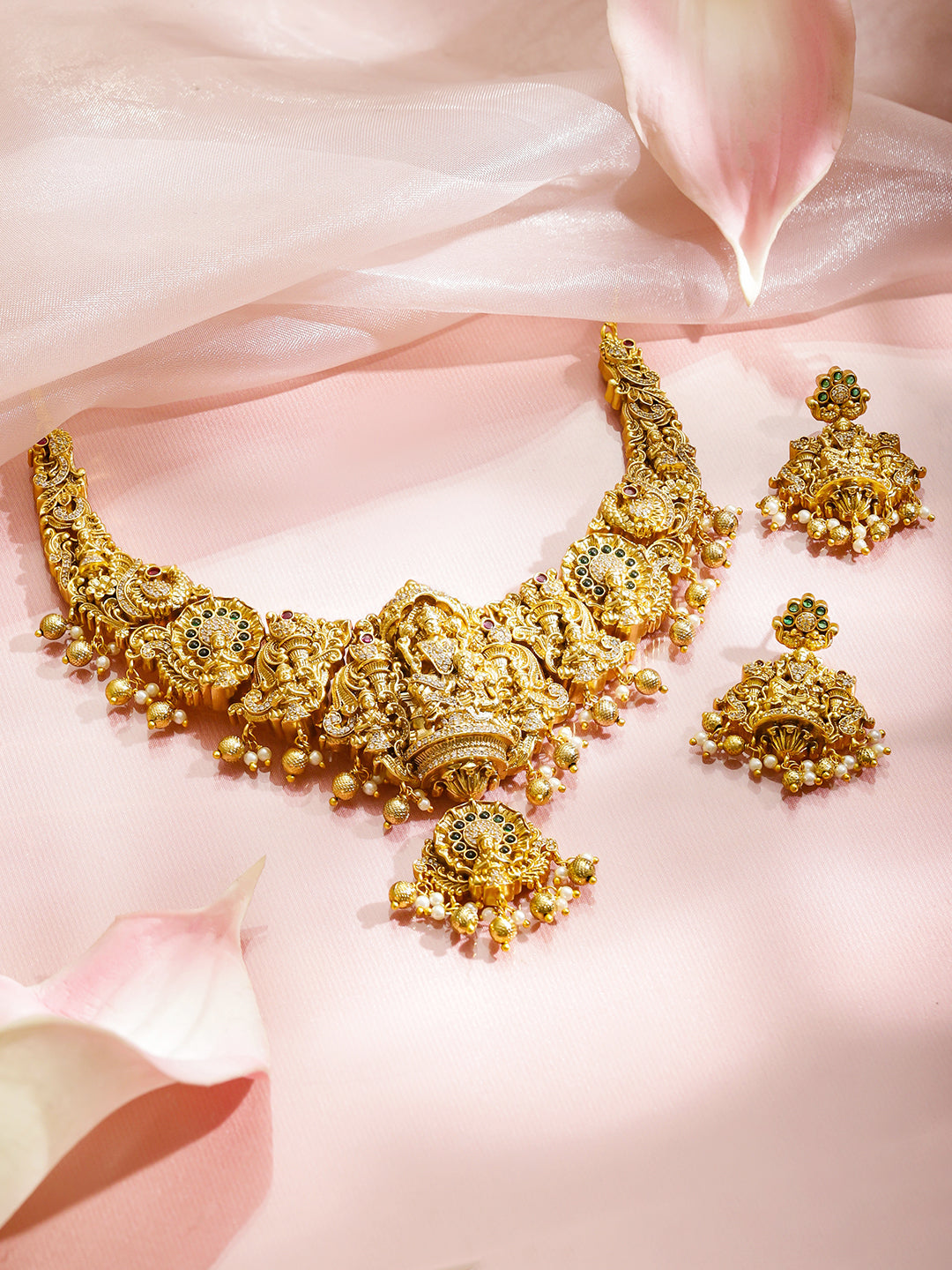 Royal Lakshmi Motif Necklace Set フリーサイズ