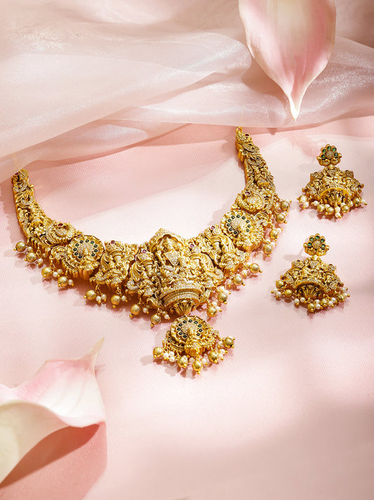 Royal Lakshmi Motif Necklace Set フリーサイズ