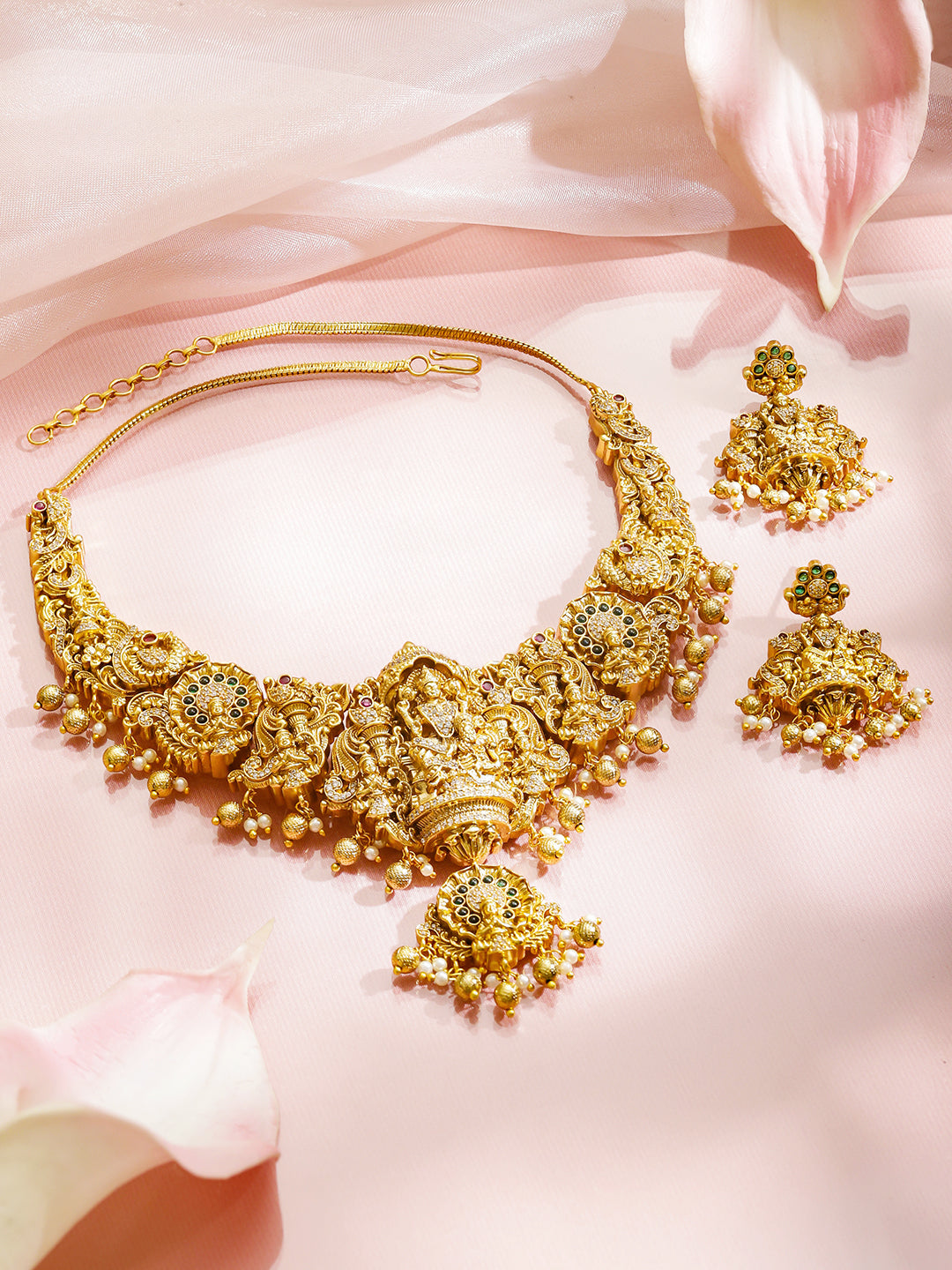 Royal Lakshmi Motif Necklace Set フリーサイズ