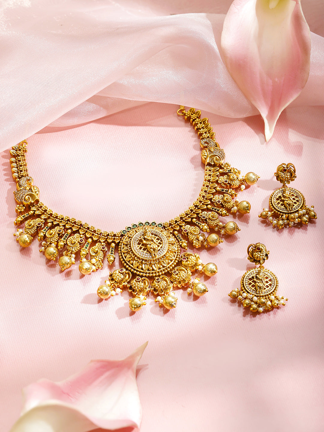 Lord Krishna Temple Necklace Set フリーサイズ