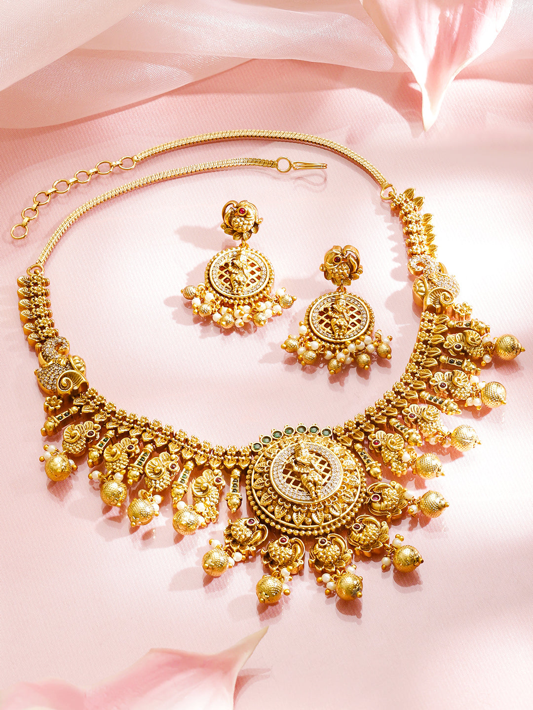 Lord Krishna Temple Necklace Set フリーサイズ