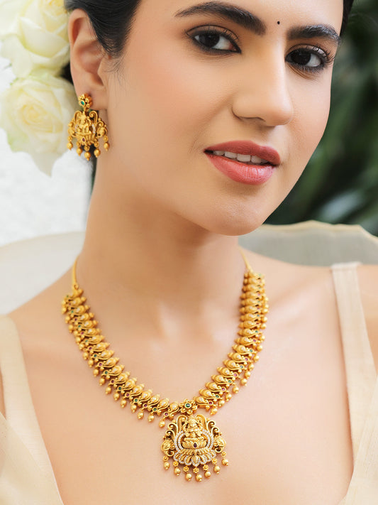 Lakshmi Idol Green & Pink Necklace Set フリーサイズ