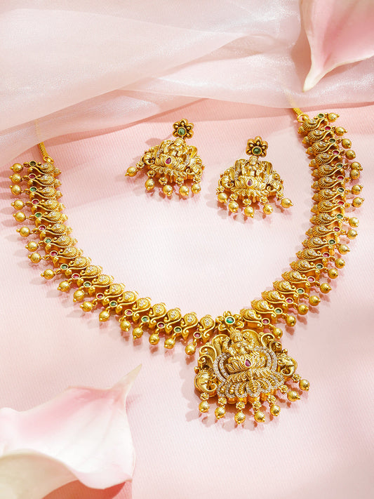 Lakshmi Idol Green & Pink Necklace Set フリーサイズ