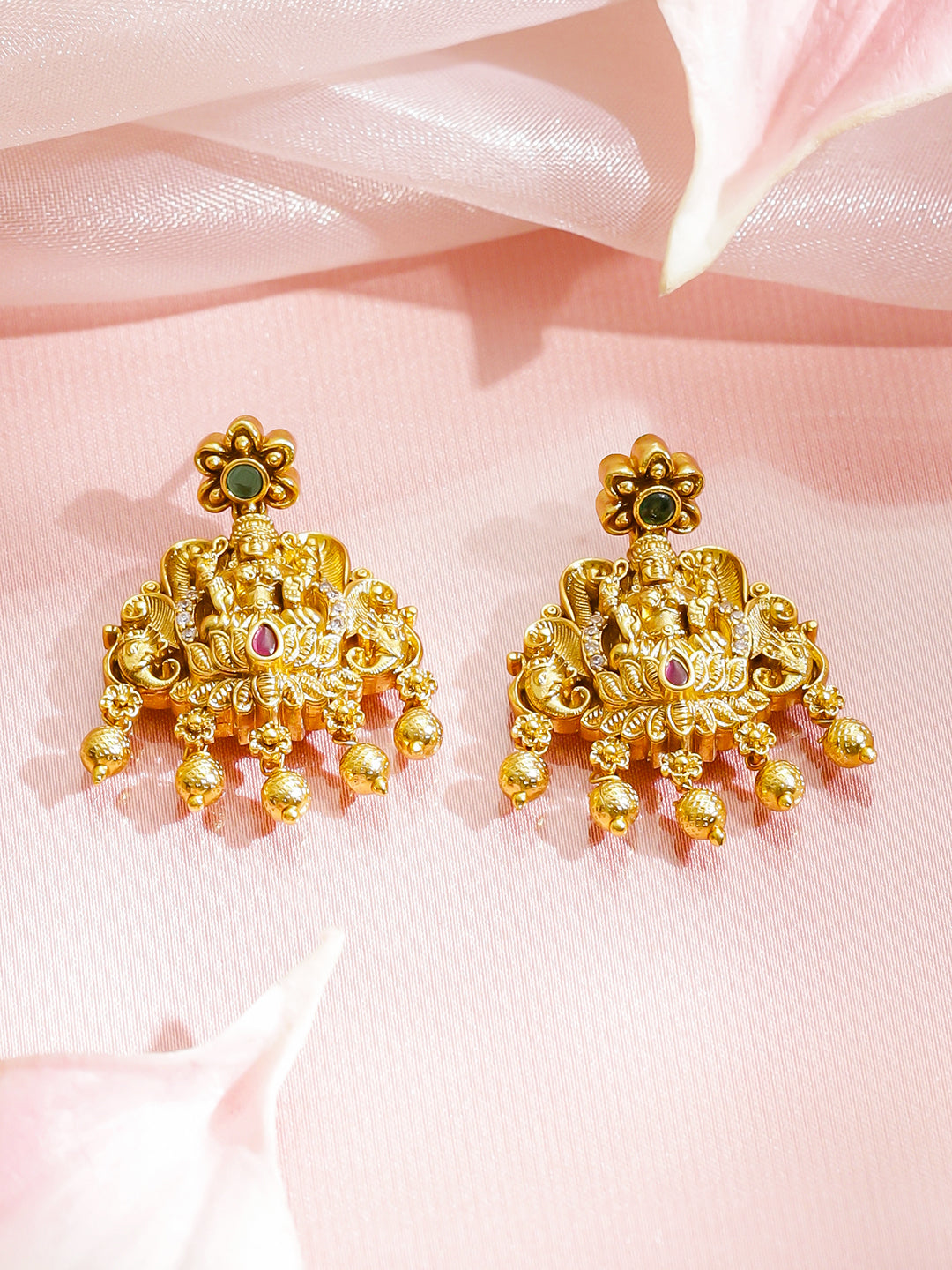 Lakshmi Idol Green & Pink Necklace Set フリーサイズ