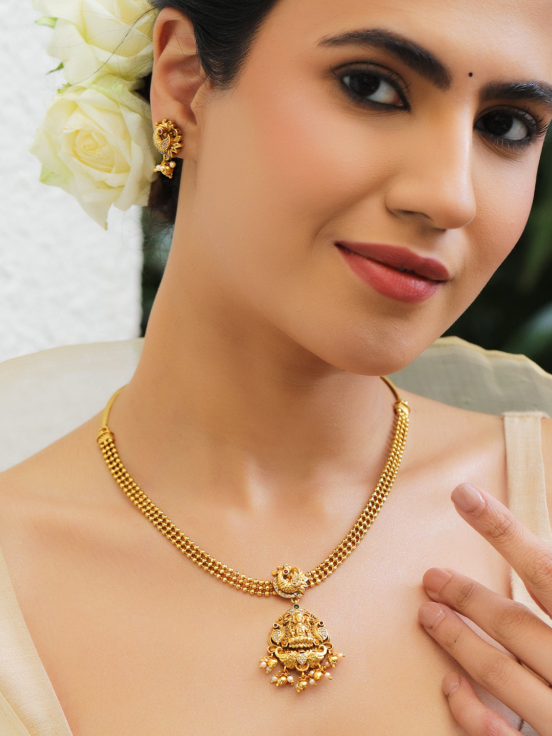 Lakshmi Spark Temple Necklace Set フリーサイズ