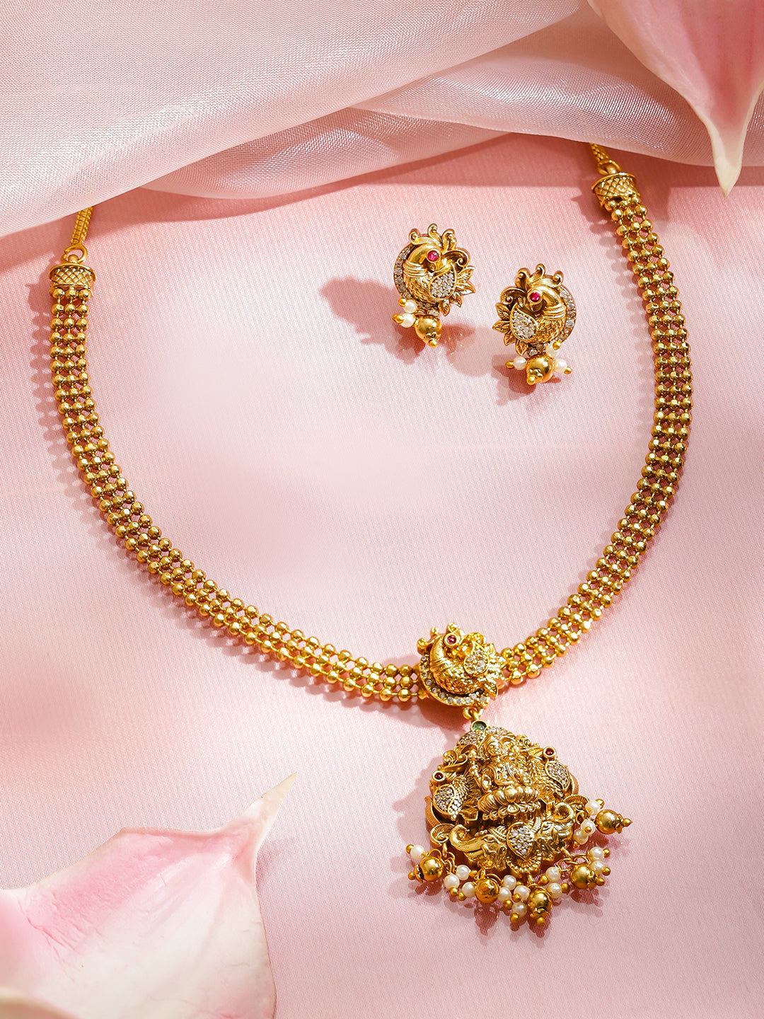 Lakshmi Spark Temple Necklace Set フリーサイズ