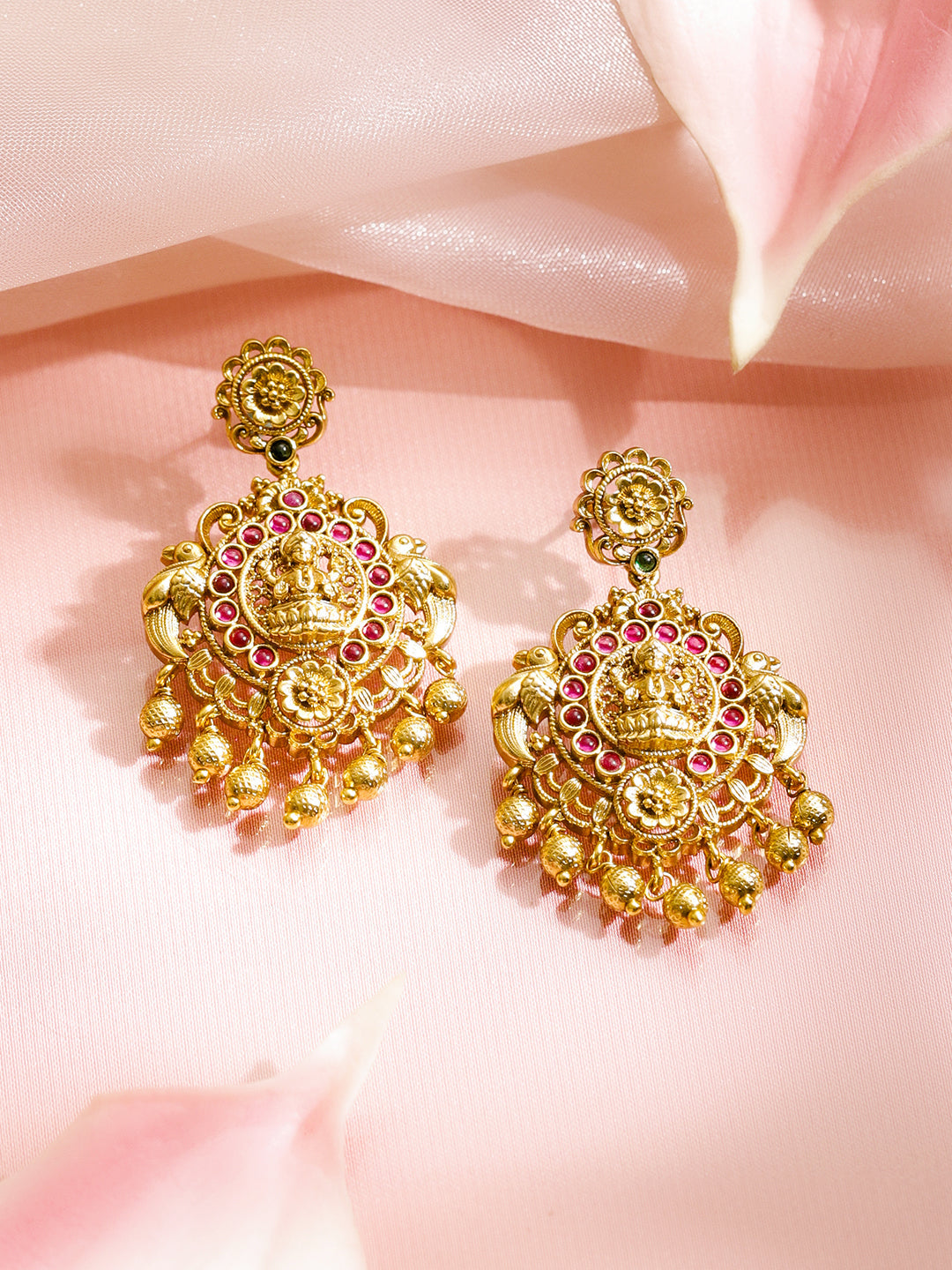 Pink & Green Blessings Lakshmi Necklace Set フリーサイズ