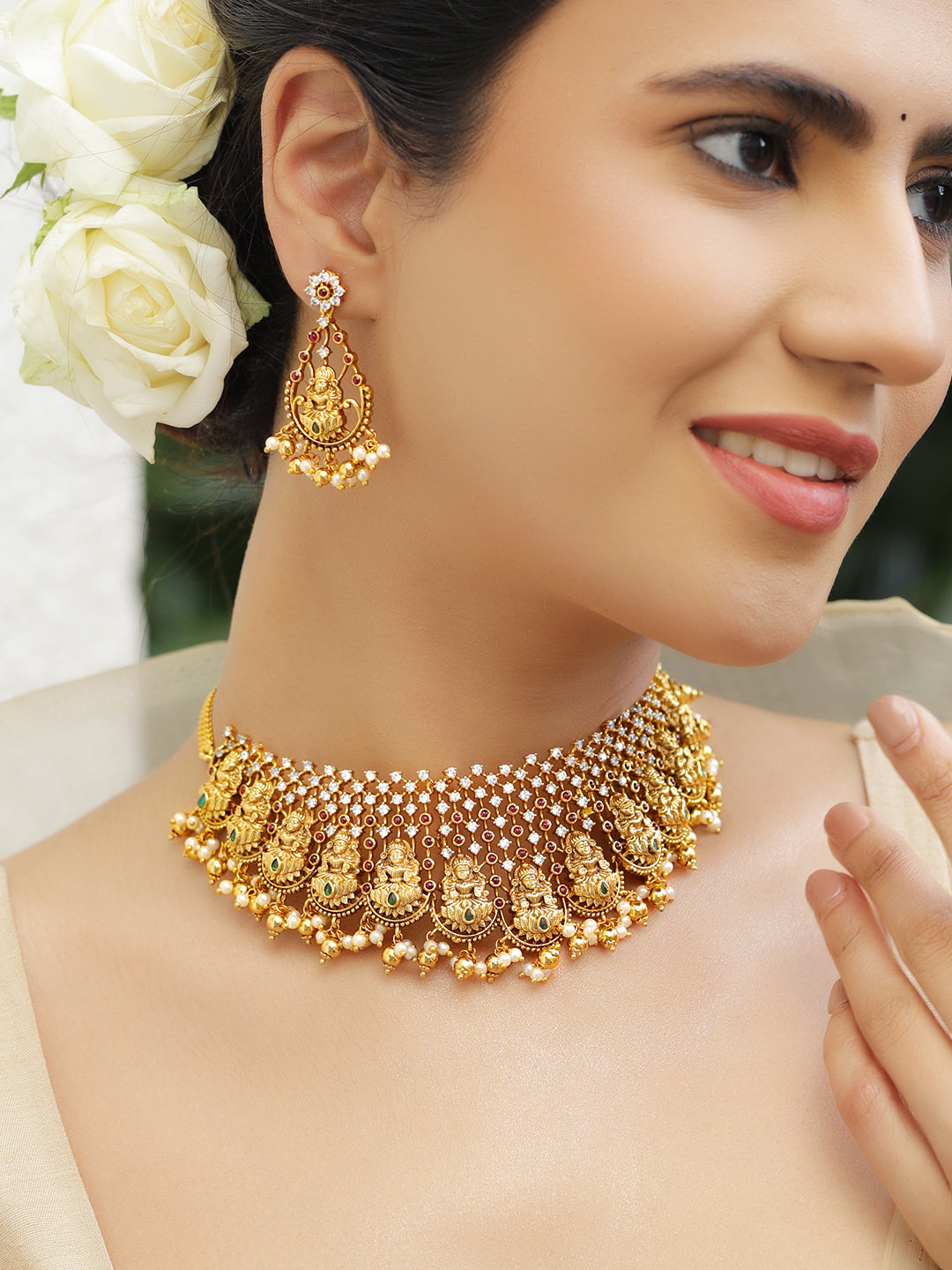 Pink-Green Spark Lakshmi Necklace Set フリーサイズ