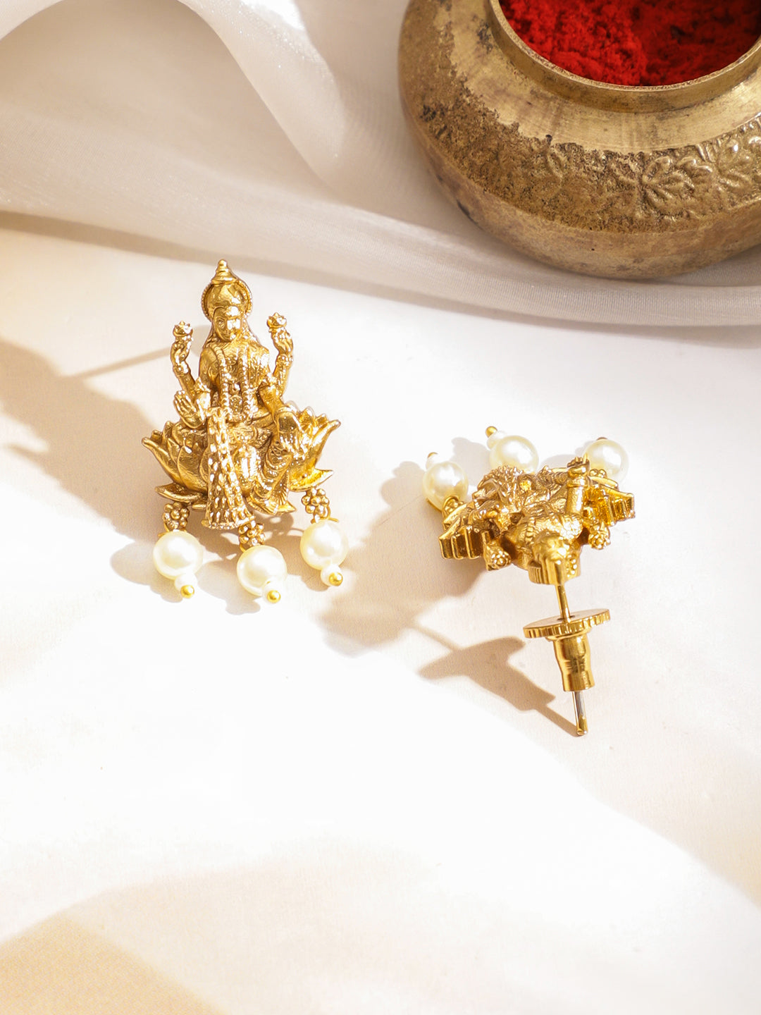 Multicolor Studded Temple Necklace Set フリーサイズ