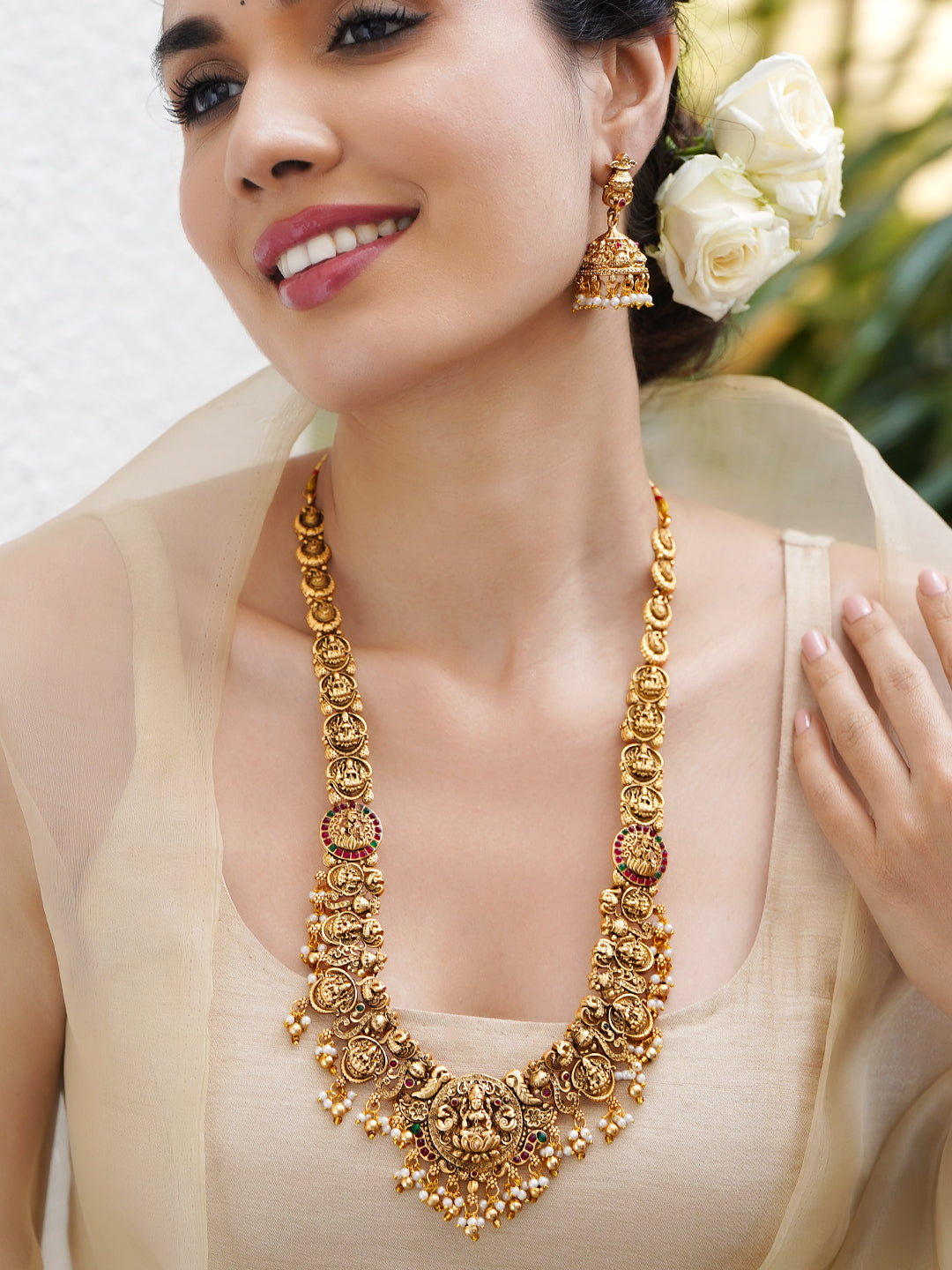Rainbow Script Kundan Necklace Set フリーサイズ