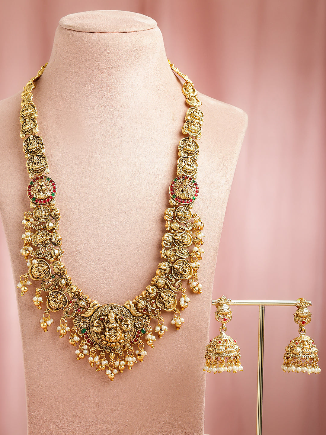 Rainbow Script Kundan Necklace Set フリーサイズ