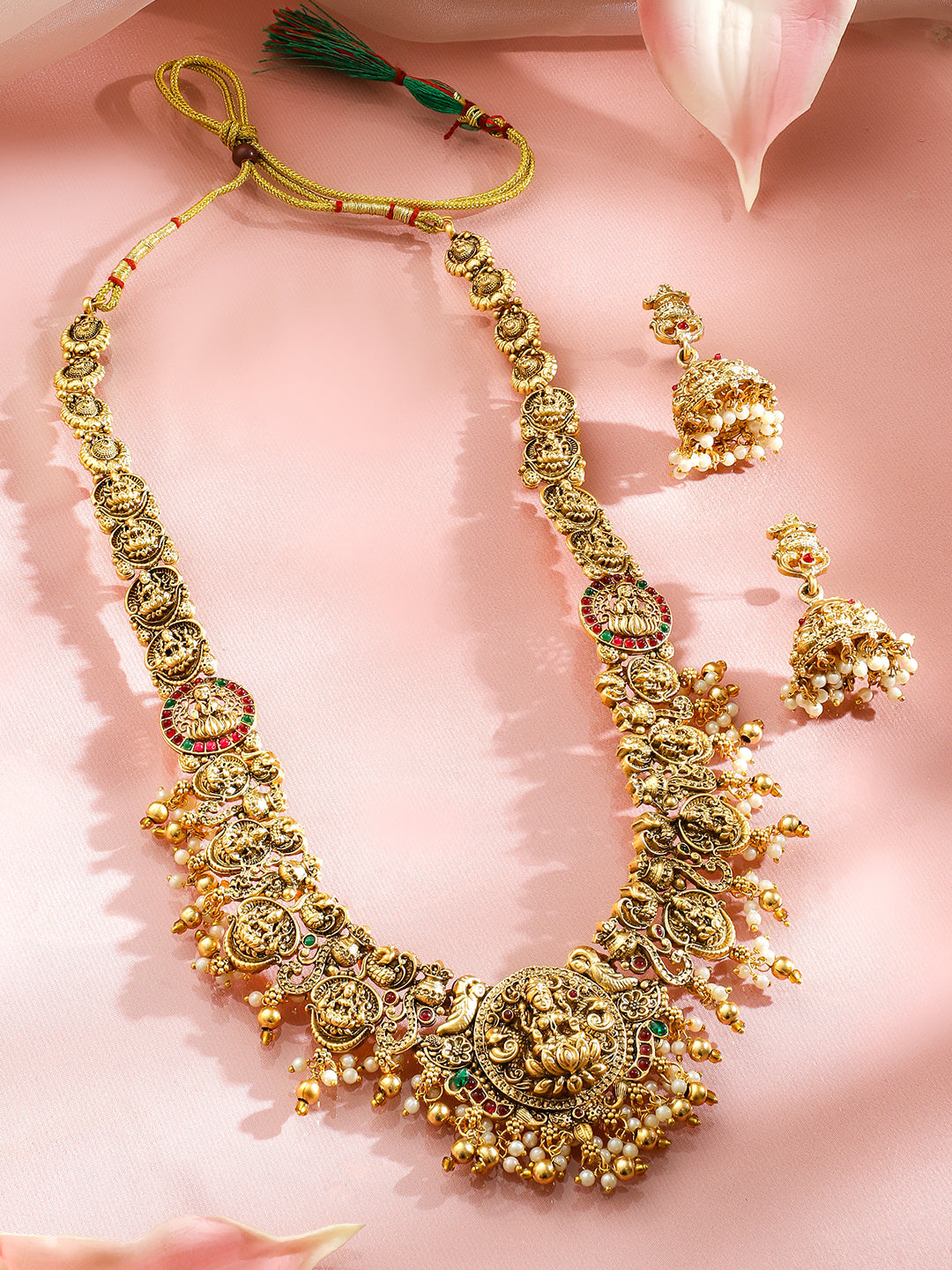 Rainbow Script Kundan Necklace Set フリーサイズ