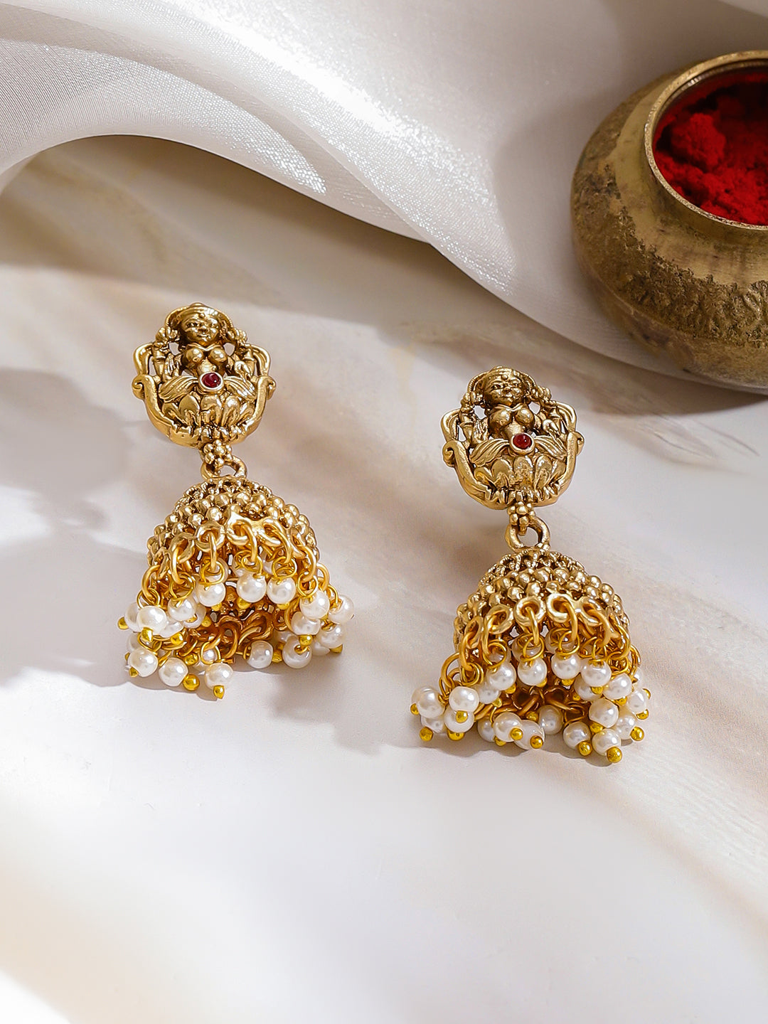 Divine Pearl Cluster Temple Jewellery Set フリーサイズ