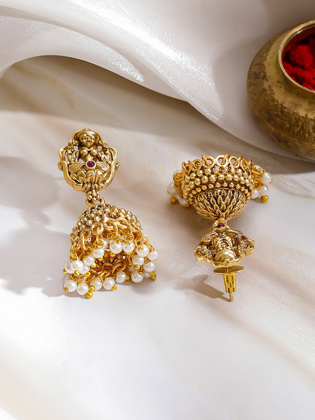 Divine Pearl Cluster Temple Jewellery Set フリーサイズ